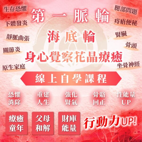 【第一脈輪 海底輪】身心覺察花晶療癒線上課程