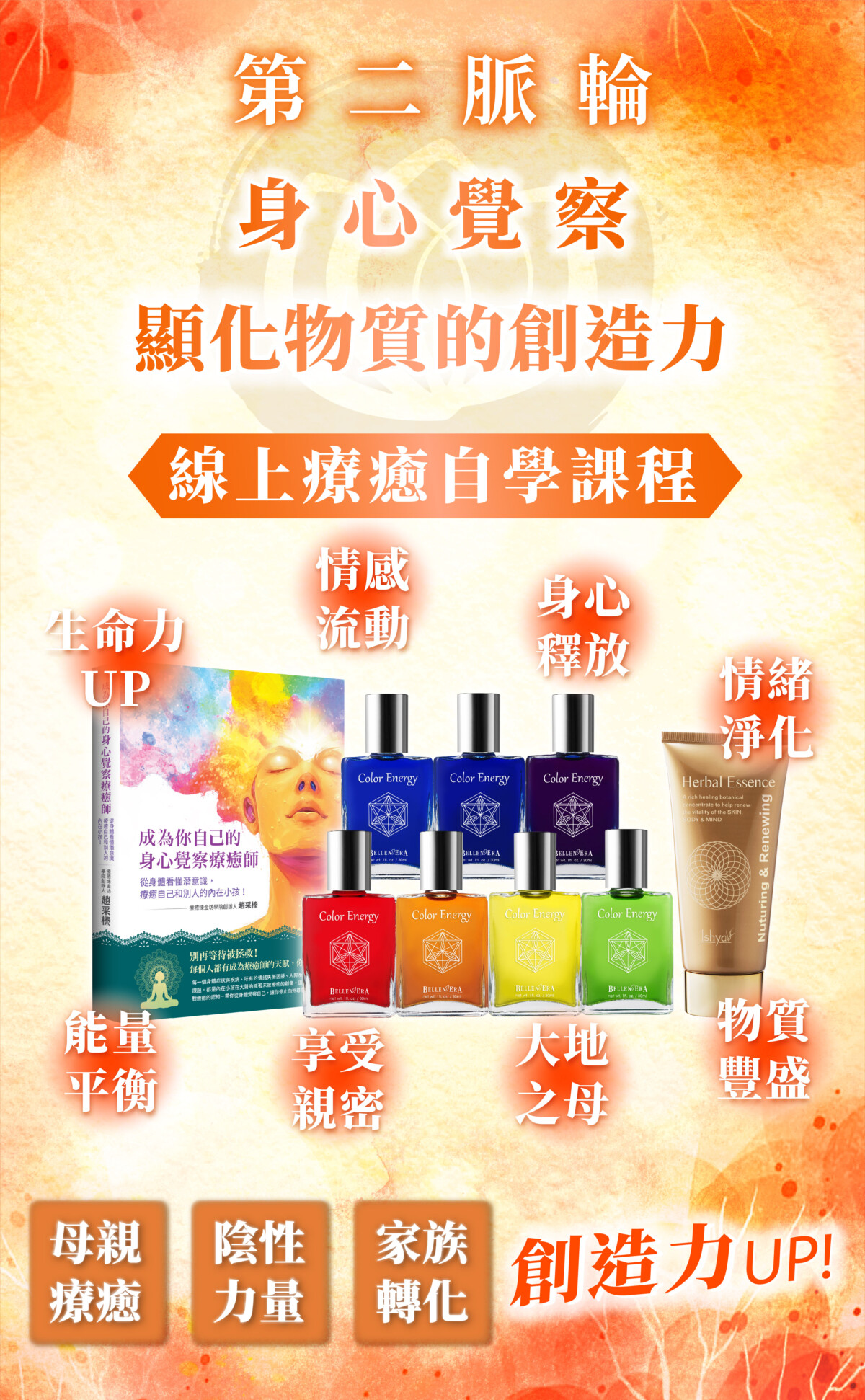 【第二脈輪 生殖輪】身心覺察花晶療癒線上課程